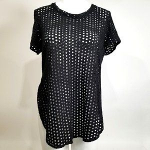 Wilfred Women Mesh Shirt Top Blouse M Black Short Sleeve Gothic Punk Alt Cosplay